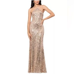 Aqua Gold Sequin Maxi Dress